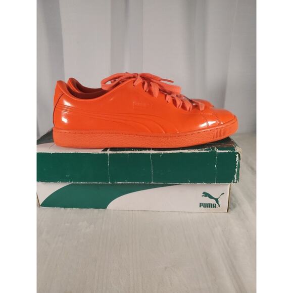 Puma Basket Classic Patent Emboss Red Blast Mens Casual Shoes 362035 01 - Picture 4 of 7